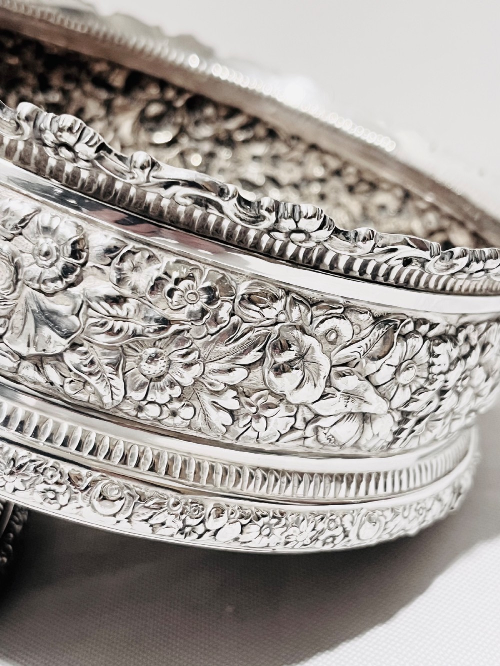 Pair of antique silver plated coasters by Tiffany & Co c1880 View III
