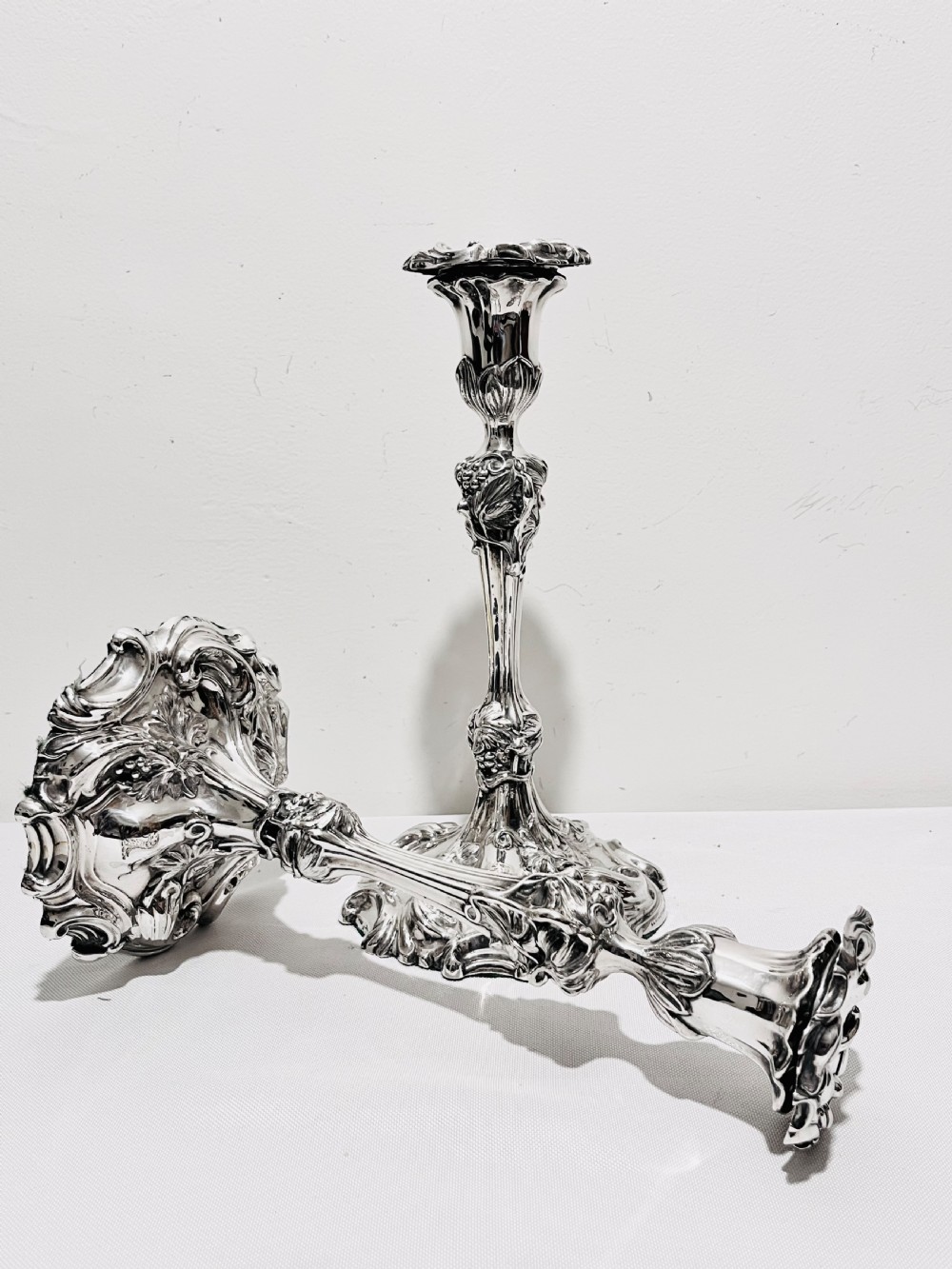 Pair of antique silver plated candlesticks by Elkington & Company View VI