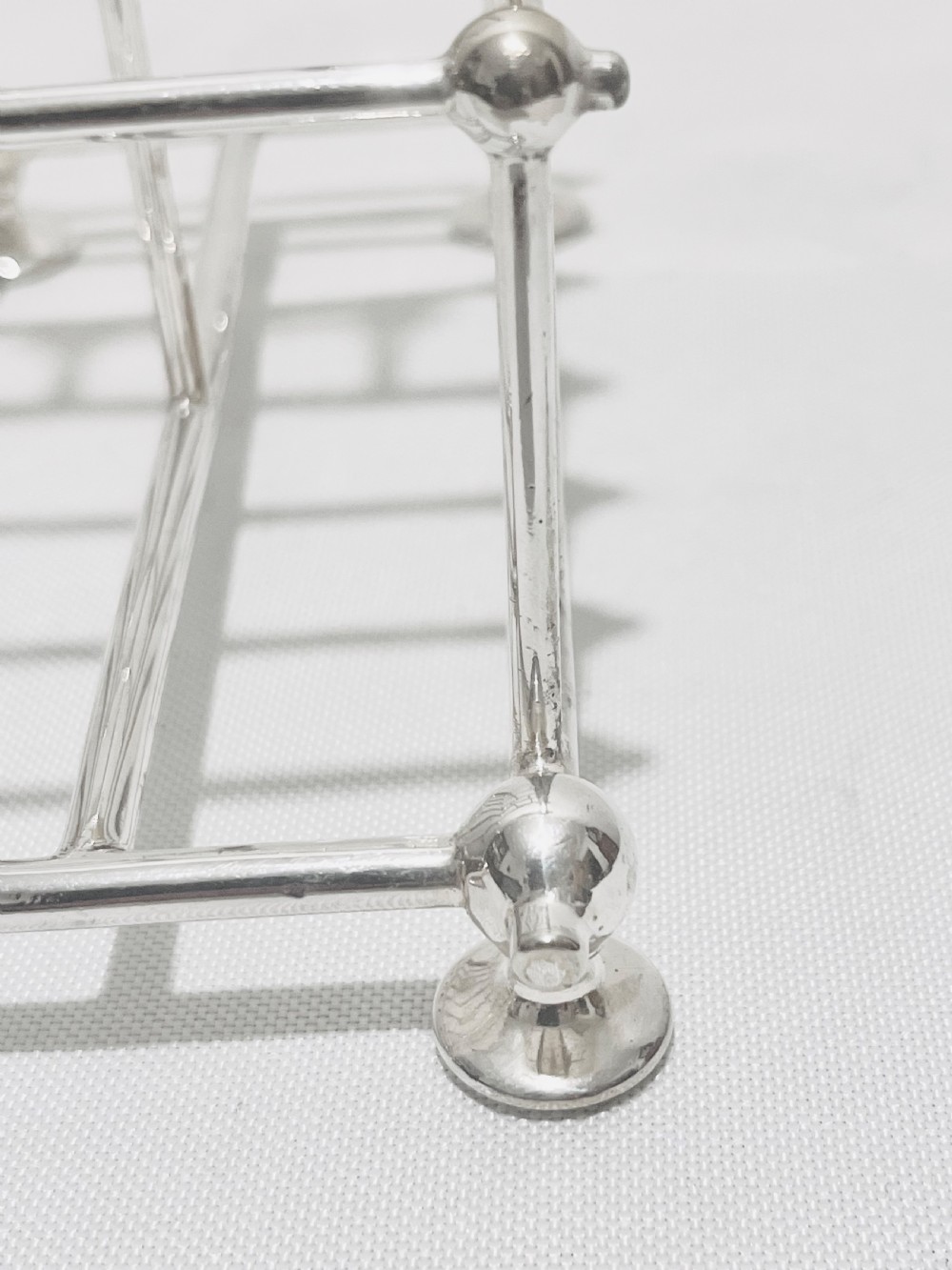 Antique silver plated geometric toast rack by William Hutton & Son c1890 View IV