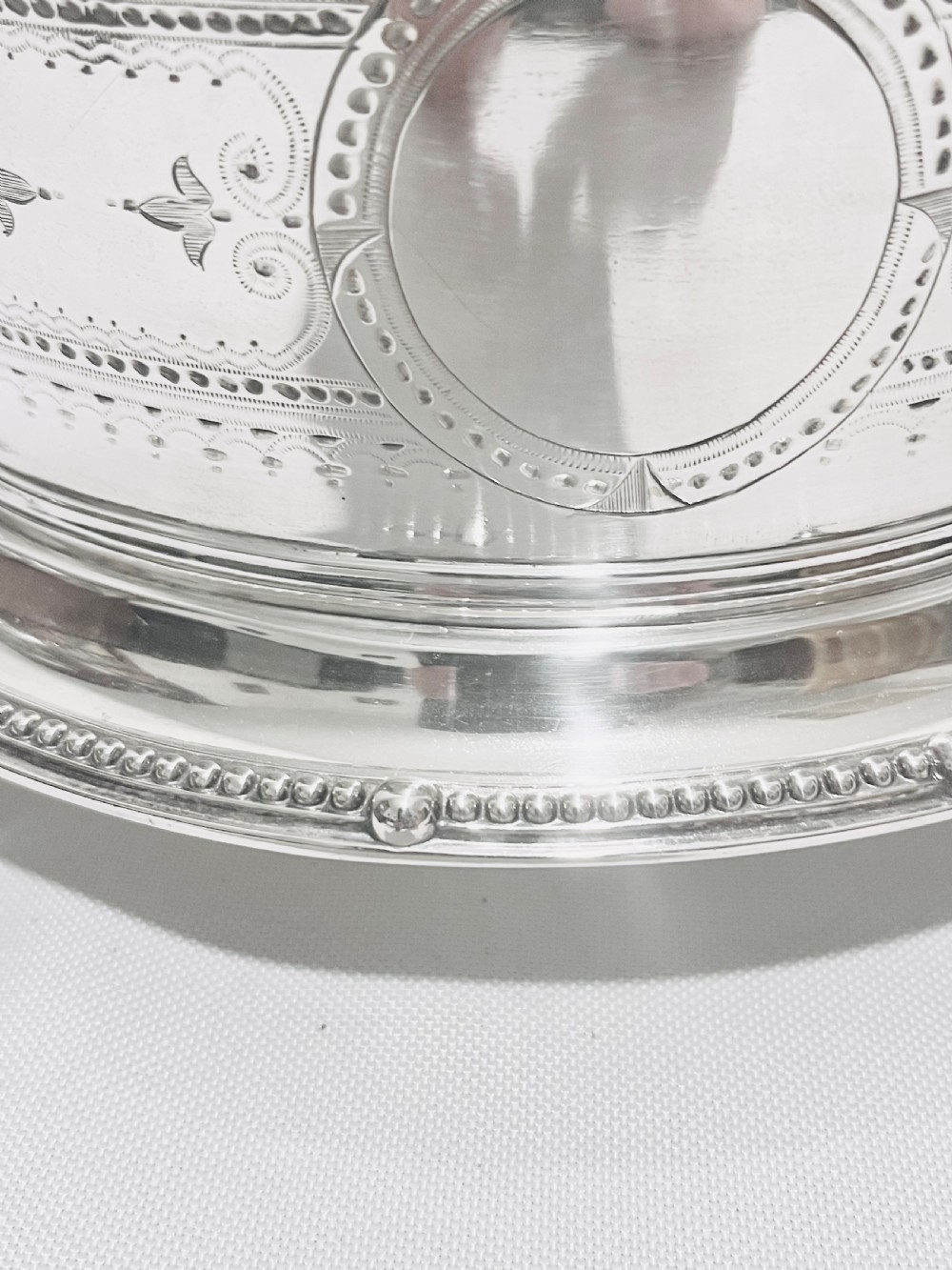 Antique silver plated soufflé dish c1880 by MacKay Cunningham & Co of Edinburgh  View V