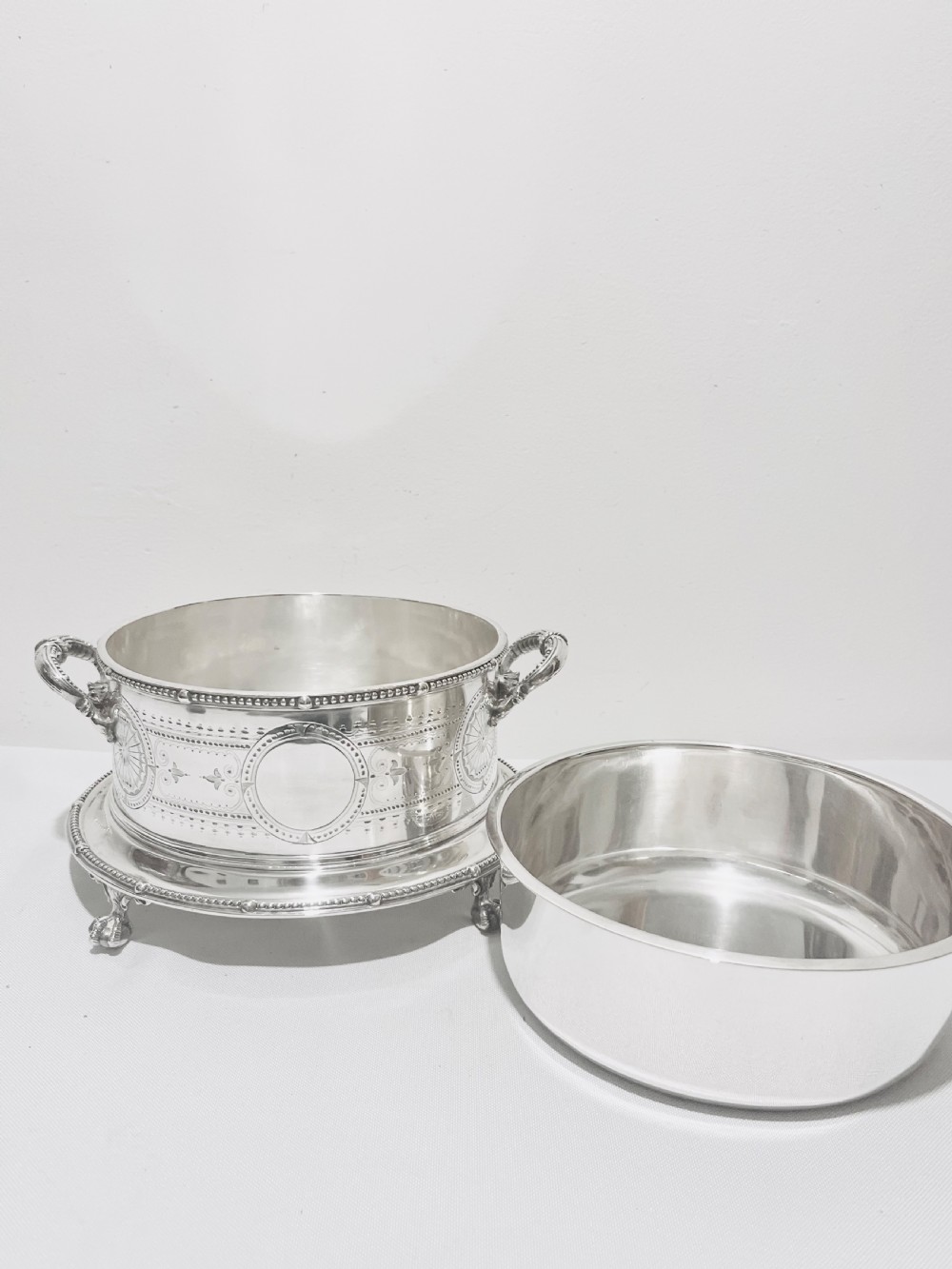 Antique silver plated soufflé dish c1880 by MacKay Cunningham & Co of Edinburgh  View VI