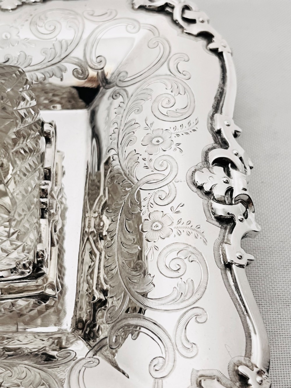 Antique silver plated inkstand by Walker & Hall c1880 View III