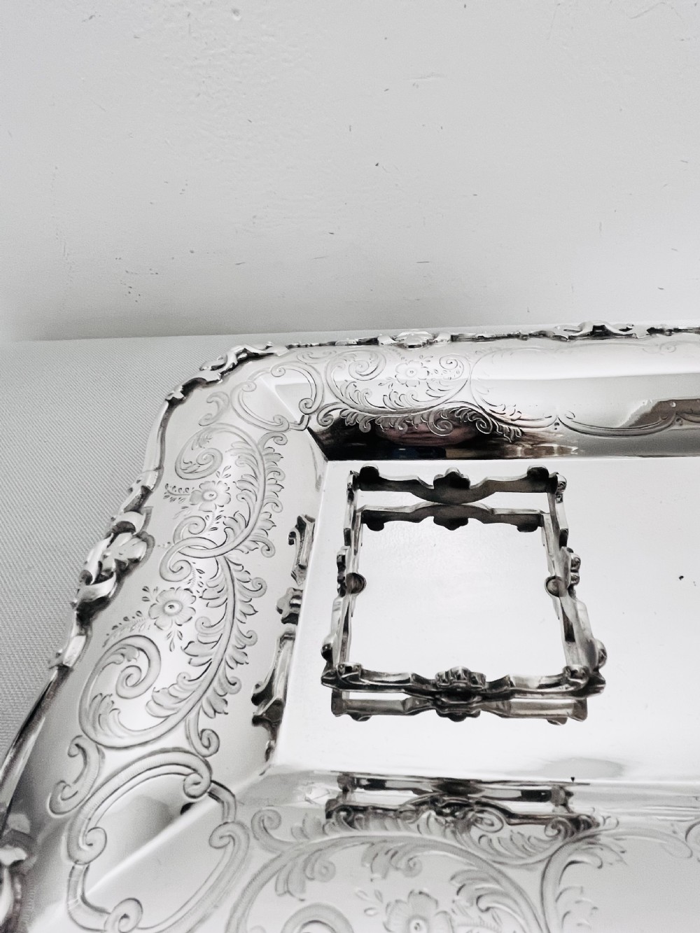Antique silver plated inkstand by Walker & Hall c1880 View V