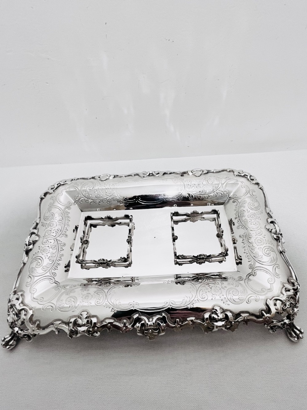 Antique silver plated inkstand by Walker & Hall c1880 View VIII