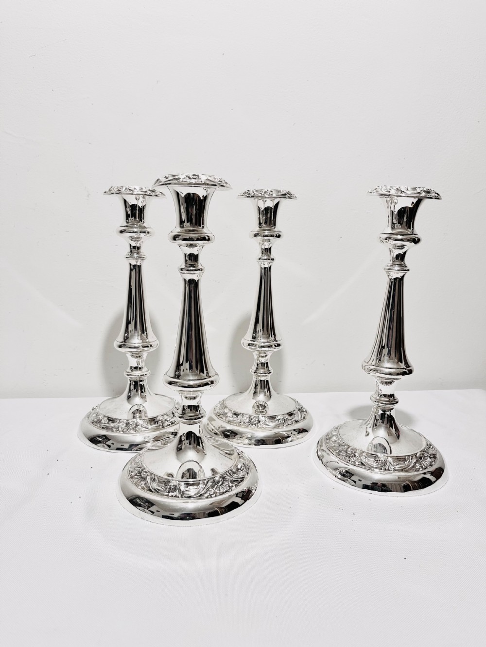 Set of four antique silver plated candlestick c1880 by GR Collis & Co