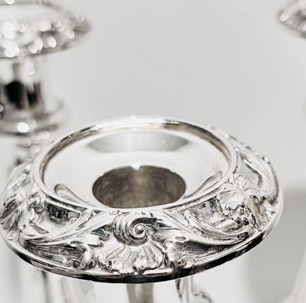 Set of four antique silver plated candlestick c1880 by GR Collis & Co View III