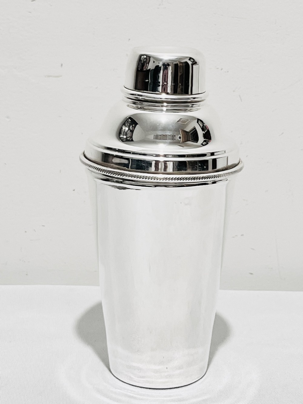 Unusual silver plated cocktail shaker by James Dixon & Sons c1920