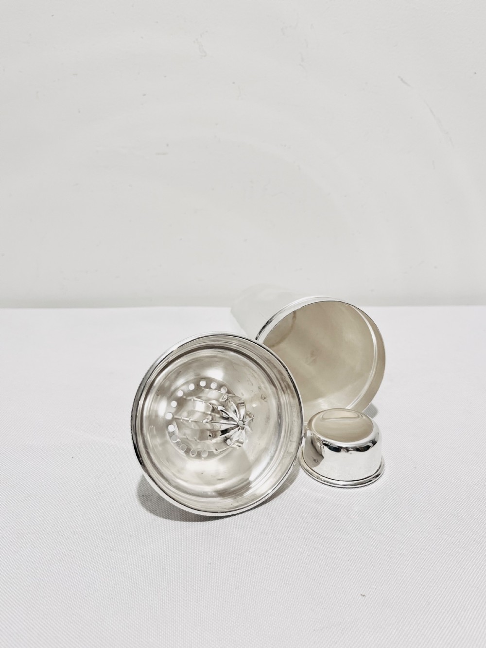 Unusual silver plated cocktail shaker by James Dixon & Sons c1920 View V