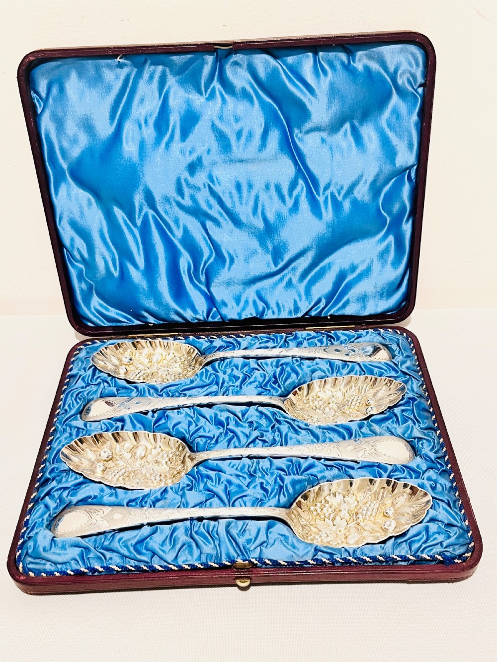 Antique silver plated fruit serving spoons c1880 by Walker & Hall