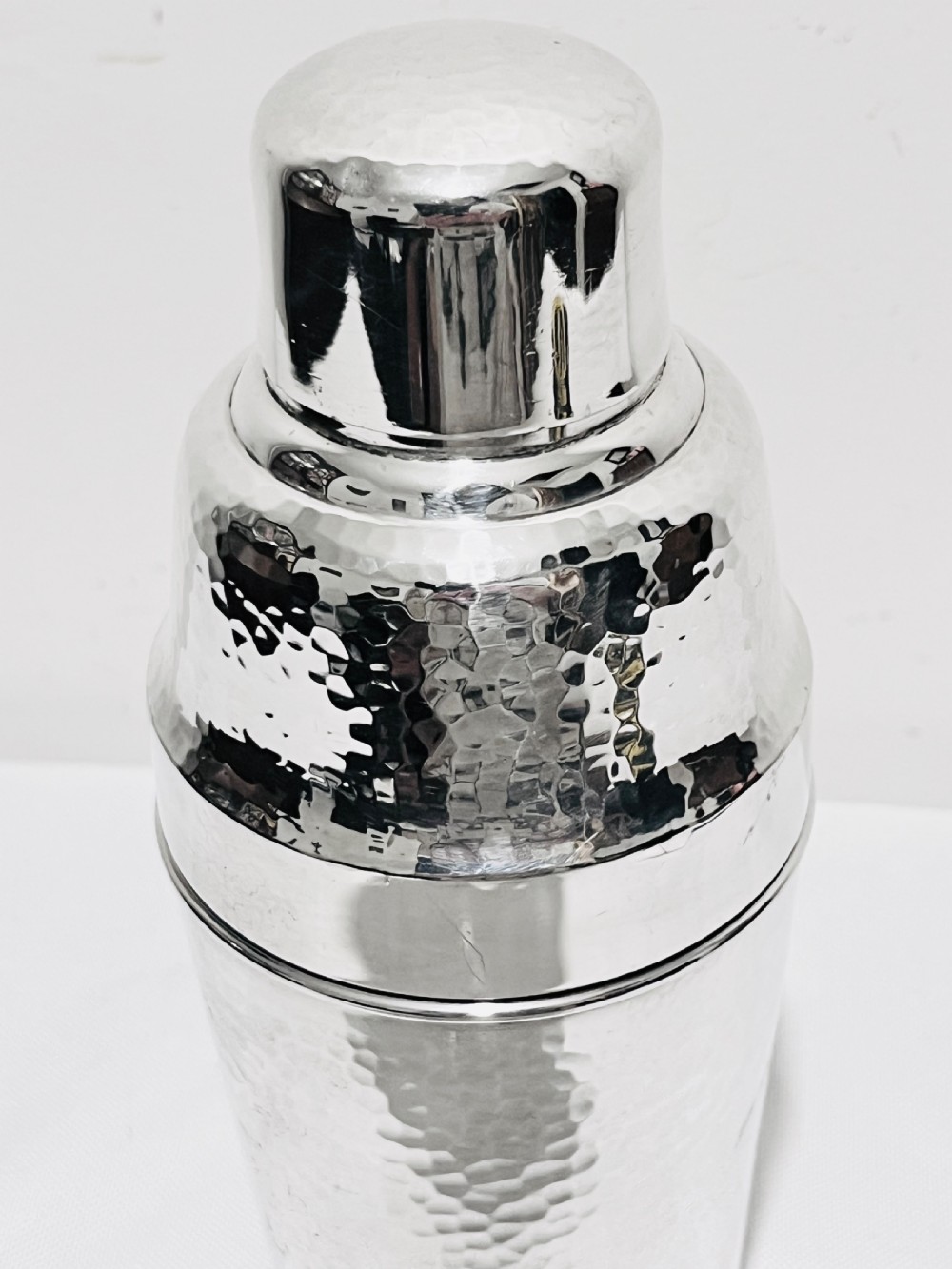 Antique silver plated cocktail shaker by Mappin & Webb with juicer View III