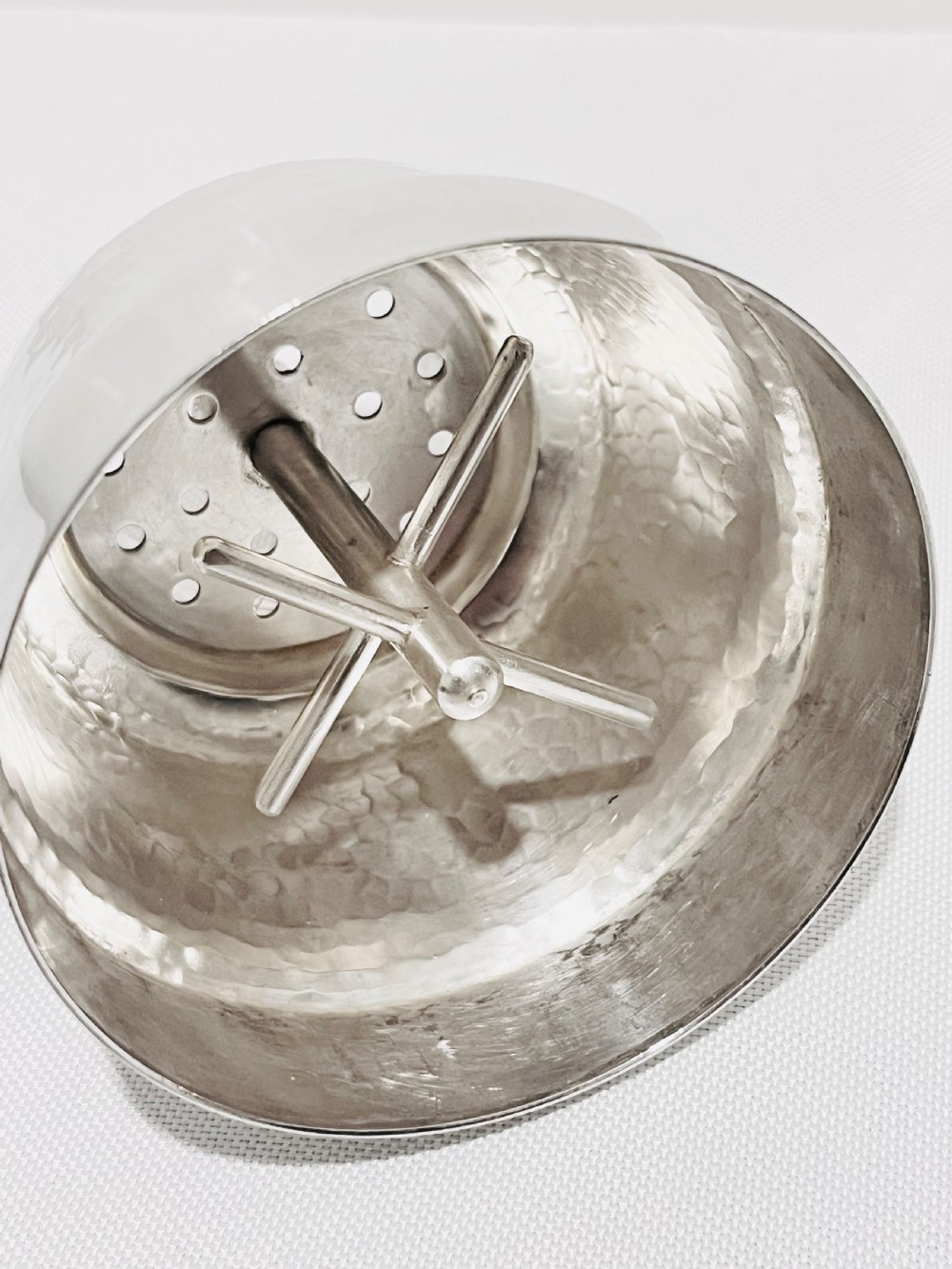 Antique silver plated cocktail shaker by Mappin & Webb with juicer View V