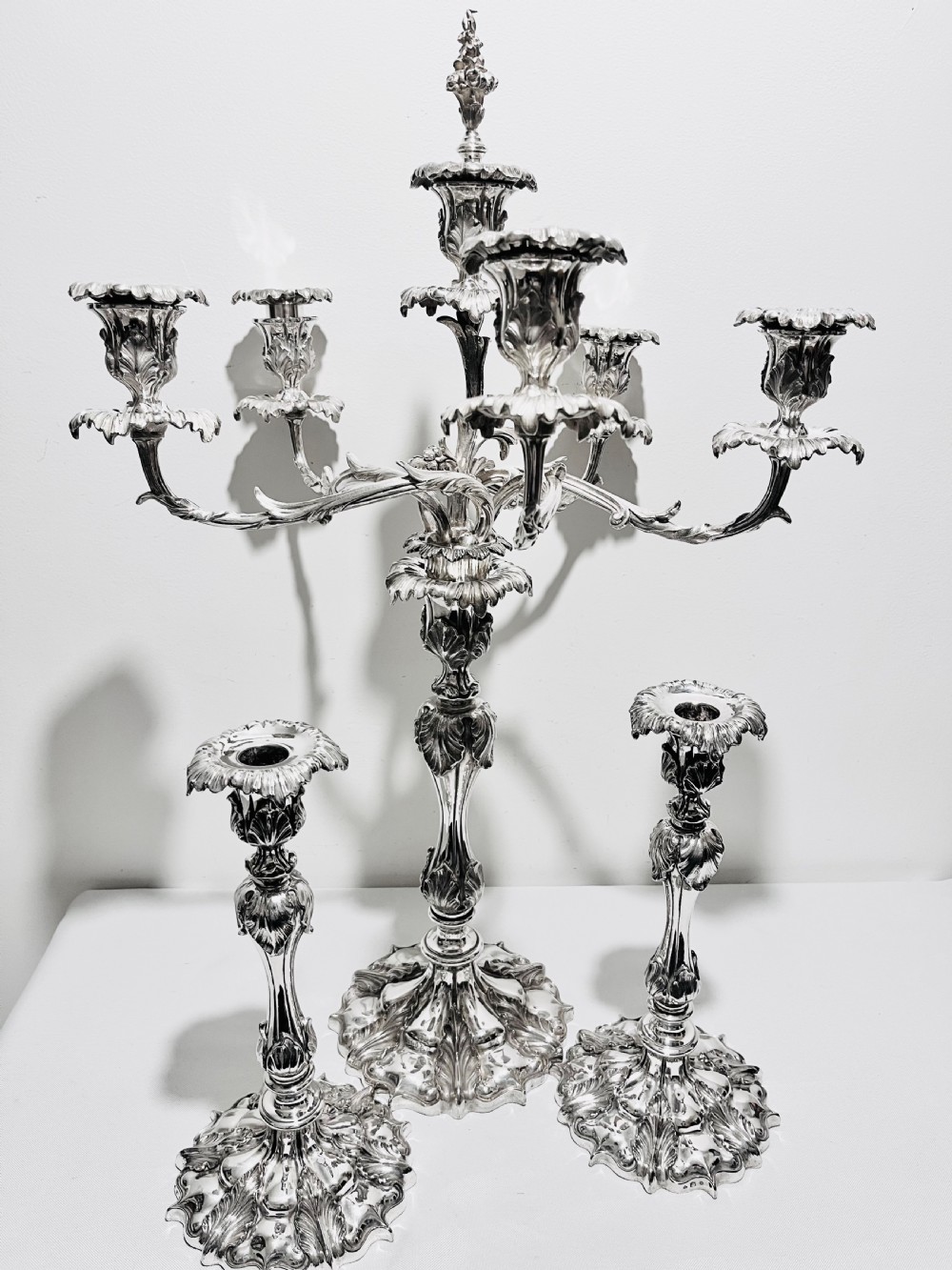 Antique cast candelabra suite by Elkington & Co c1880