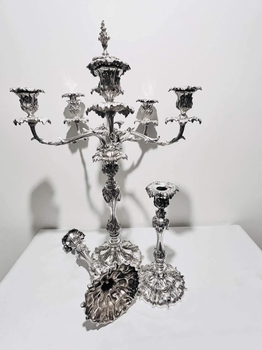 Antique cast candelabra suite by Elkington & Co c1880 View II
