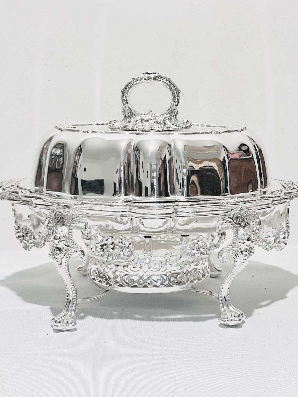 Antique Silver Plated Entree Dish on Stand by James Dixon & Sons c1870