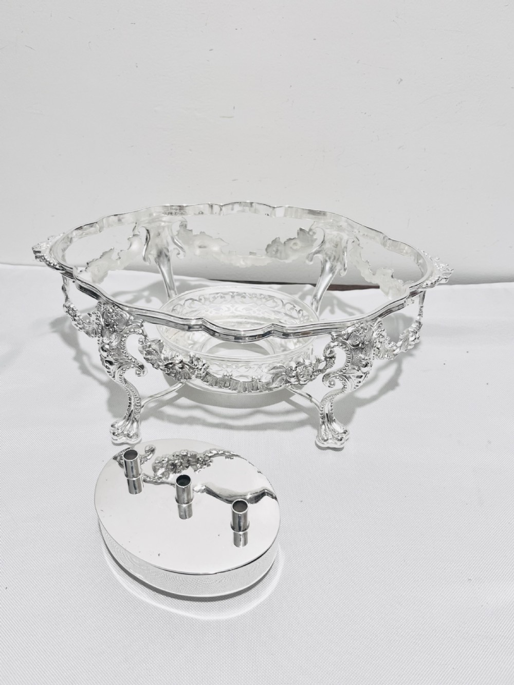 Antique Silver Plated Entree Dish on Stand by James Dixon & Sons c1870 View VIII