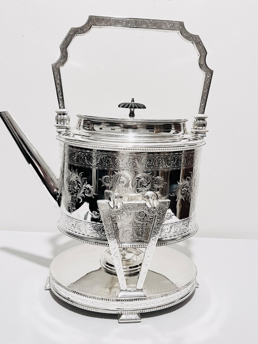 Handsome Antique Silver Plated Kettle on Stand by Elkington & Company c1880