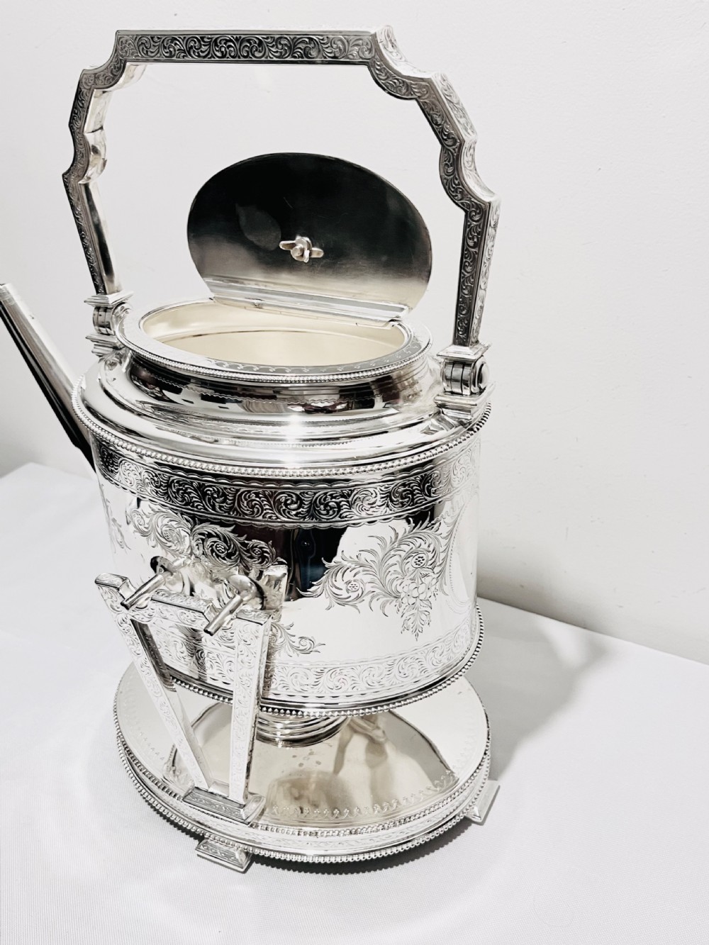 Handsome Antique Silver Plated Kettle on Stand by Elkington & Company c1880 View VII