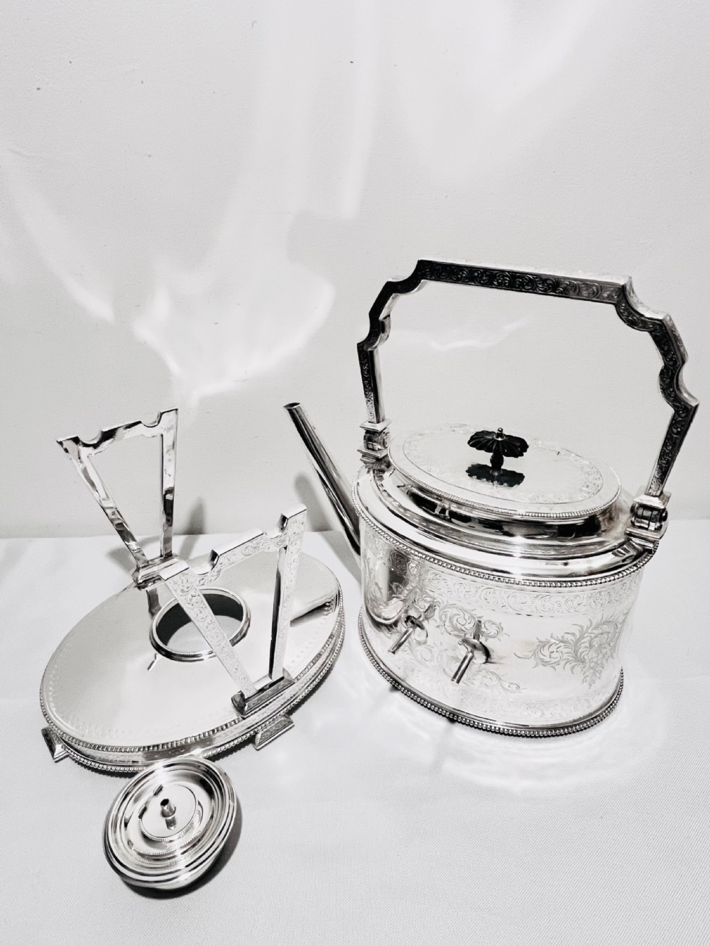 Handsome Antique Silver Plated Kettle on Stand by Elkington & Company c1880 View VIII