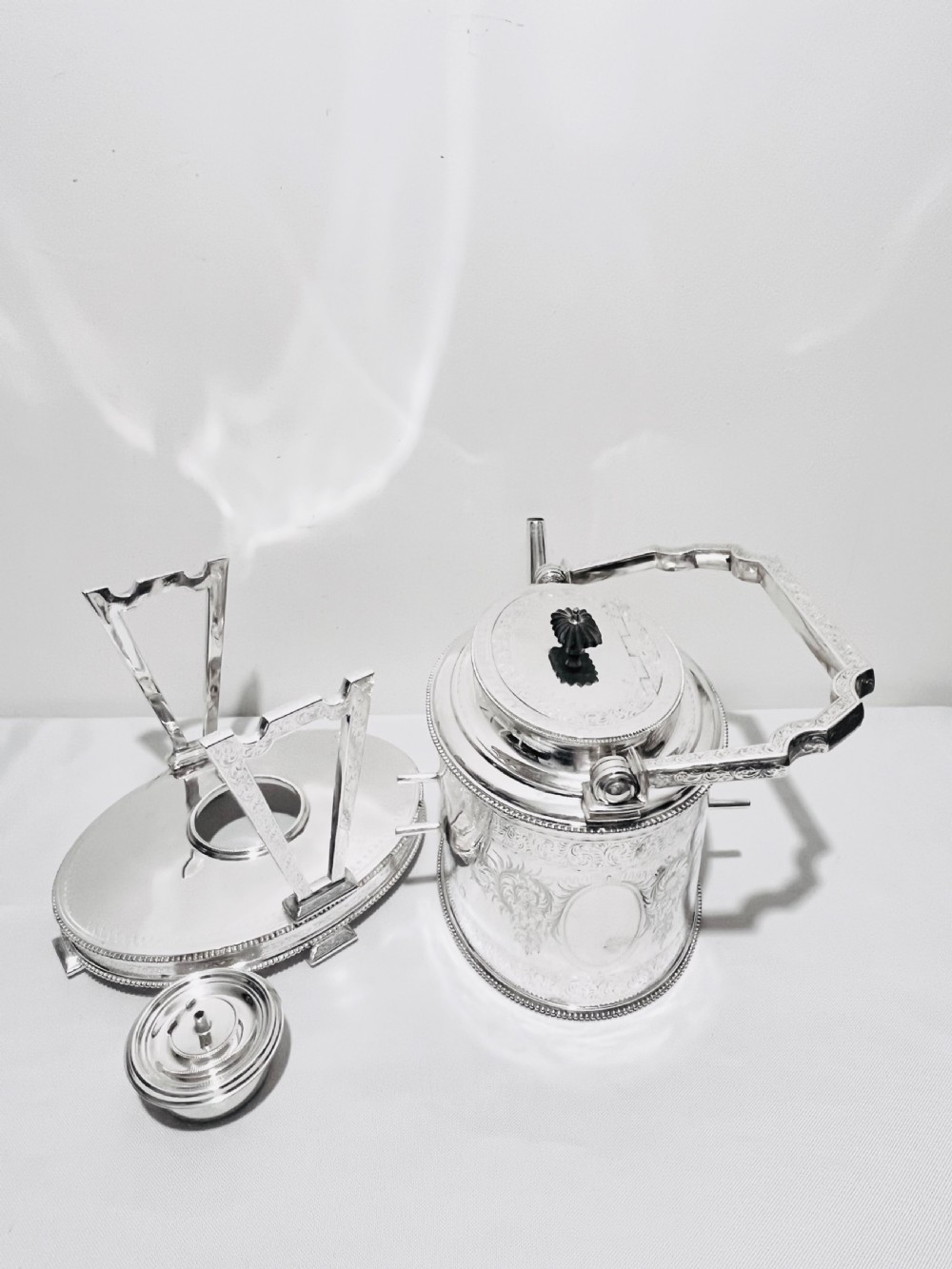 Handsome Antique Silver Plated Kettle on Stand by Elkington & Company c1880 View IX