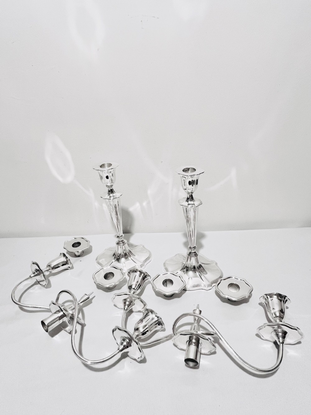 Pair of Antique Walker & Hall Silver Plated Candelabra View V