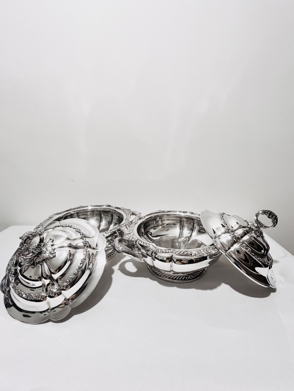 Pair of antique  silver plated tureens by Tiffany & Co c1880 View VIII