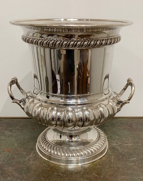 EXCEPTIONALLY FINE 19THC SILVER PLATED CAMPAGNA WINE COOLER BUCKET BY BARKER ELLIS