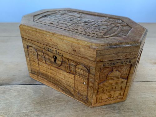 JERUSALEM PALESTINE JUDAICA OLIVEWOOD CARVED ETROG BOX BEZALEL SCHOOL - ADDITIONAL PHOTO 2