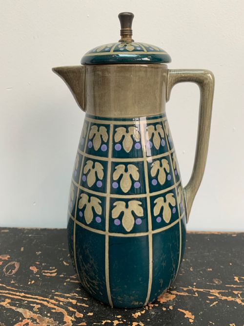 Very Fine Art Nouveau K.a.w. Waechtersbacher Coffee or Chocolate Pot Designed by Christian Neureuther, Circa 1910