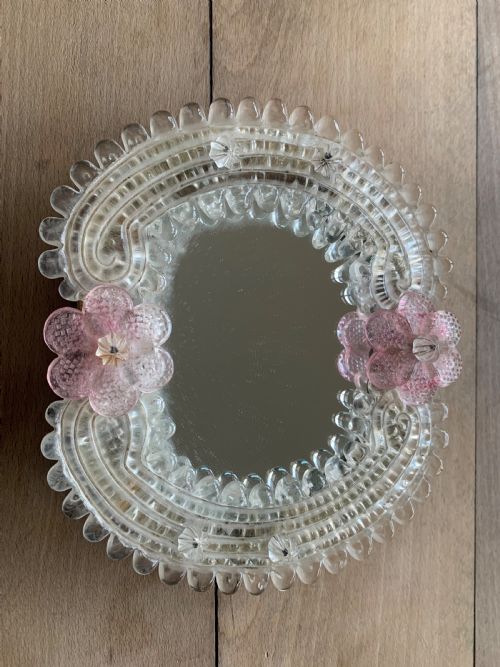 Charming Little 1940s Venetian Glass Wall Mirror, Murano