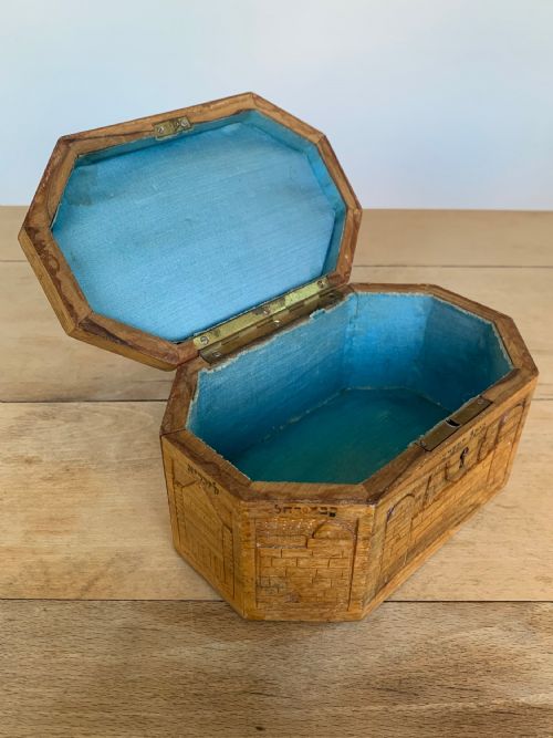 JERUSALEM PALESTINE JUDAICA OLIVEWOOD CARVED ETROG BOX BEZALEL SCHOOL - ADDITIONAL PHOTO 7