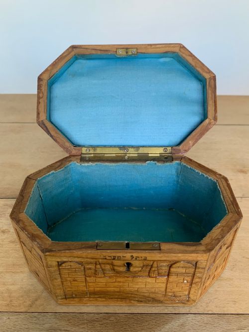 JERUSALEM PALESTINE JUDAICA OLIVEWOOD CARVED ETROG BOX BEZALEL SCHOOL - ADDITIONAL PHOTO 8
