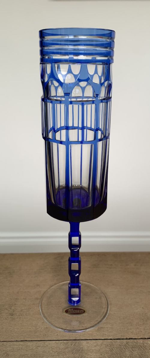 EXCEPTIONALLY FINE AND RARE PAIR OF MOSER CRYSTAL CHAMPAGNE FLUTES DESIGNED BY OTTO PRUTSCHER 18801949 WIENER WERKSTTTE DESIGN CLASSICS - ADDITIONAL PHOTO 5