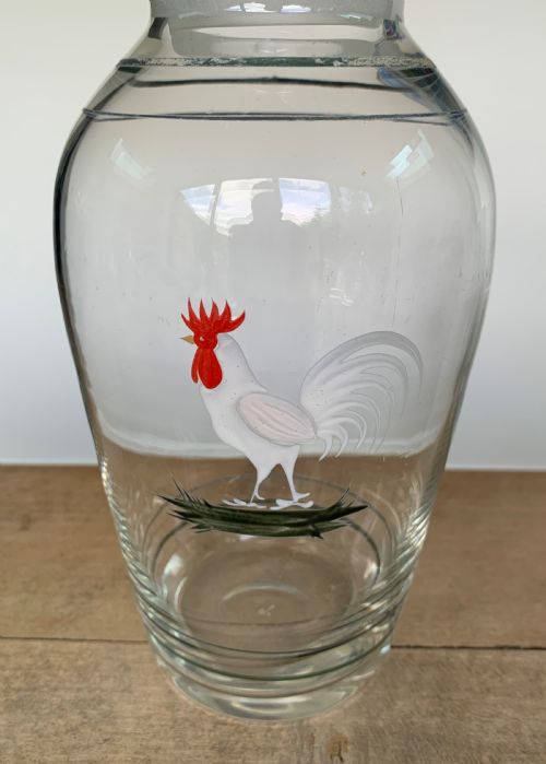 ART DECO ENAMELLED GLASS COCKEREL OR ROOSTER COCKTAIL SHAKER - ADDITIONAL PHOTO 1