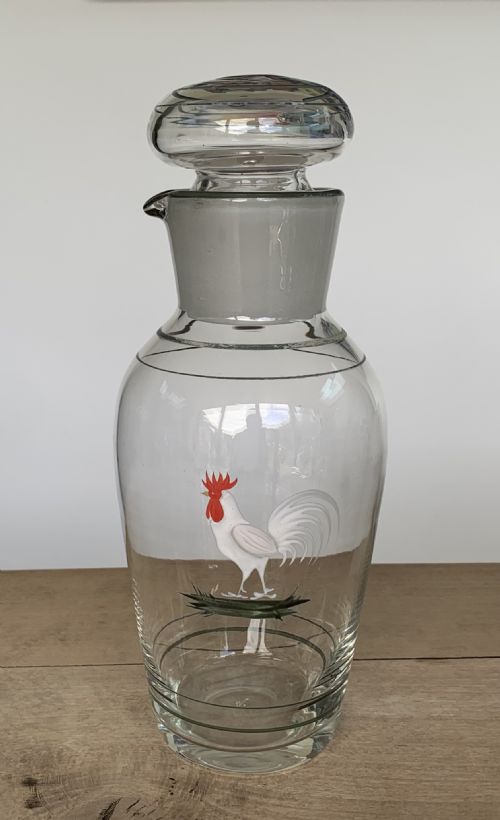 ART DECO ENAMELLED GLASS COCKEREL OR ROOSTER COCKTAIL SHAKER - ADDITIONAL PHOTO 3
