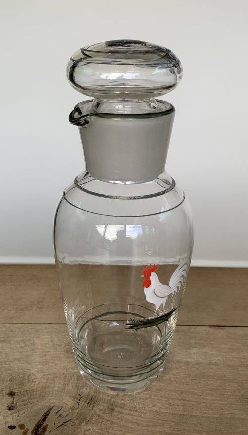 ART DECO ENAMELLED GLASS COCKEREL OR ROOSTER COCKTAIL SHAKER - ADDITIONAL PHOTO 4