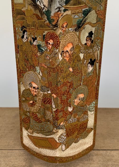 BEAUTIFUL LARGE HEXAGONAL MEIJI PERIOD SATSUMA VASE ATTRIBUTED TO HATTORI ZO - ADDITIONAL PHOTO 3