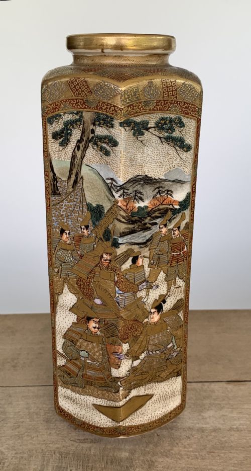 BEAUTIFUL LARGE HEXAGONAL MEIJI PERIOD SATSUMA VASE ATTRIBUTED TO HATTORI ZO - ADDITIONAL PHOTO 5