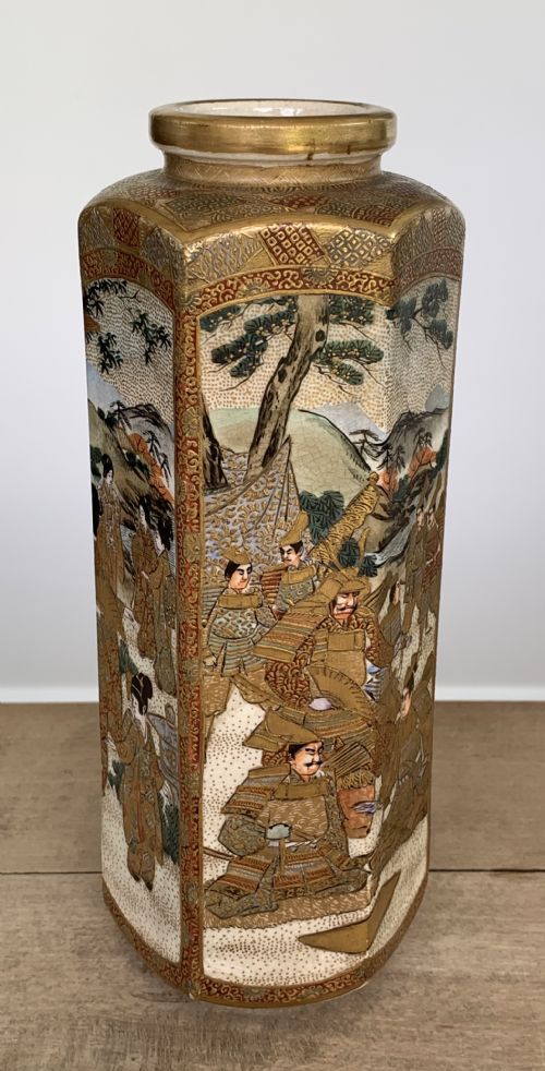 BEAUTIFUL LARGE HEXAGONAL MEIJI PERIOD SATSUMA VASE ATTRIBUTED TO HATTORI ZO - ADDITIONAL PHOTO 8