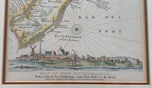 ANTIQUE MAP OF NEW NETHERLANDS WITH A VIEW OF NEW AMSTERDAM NOW NEW YORK AD 1656 FROM DT VALENTINES MANUAL 1852 - ADDITIONAL PHOTO 4