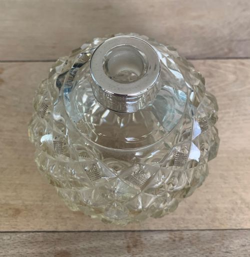 ANTIQUE SILVER TOPPED CUT GLASS SCENT BOTTLE BY BARNSLEY CO BIRMINGHAM 1921 - ADDITIONAL PHOTO 5
