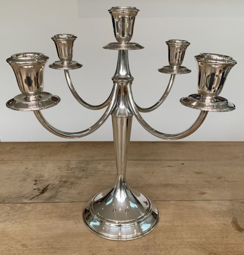 ITALIAN FOUR BRANCH SILVER CANDELABRA - ADDITIONAL PHOTO 3