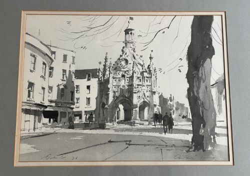 STANLEY ORCHART BRITISH 1920 2005 WATERCOLOUR MARKET CROSS CHICHESTER SUSSEX - ADDITIONAL PHOTO 1