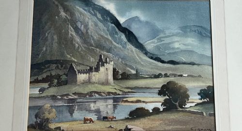 EMERSON H GROOM ARE 18901983 WATERCOLOUR KILCHURNE CASTLE LOCH AWE SCOTLAND - ADDITIONAL PHOTO 2
