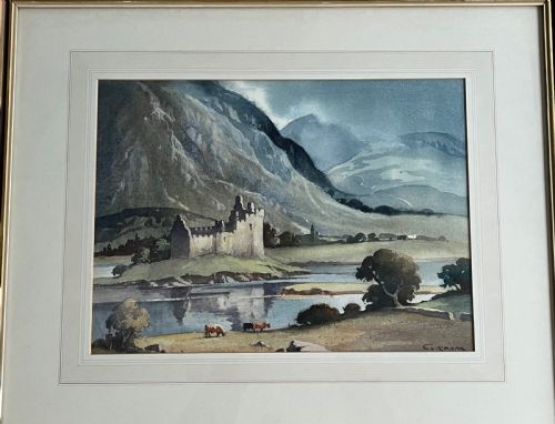 EMERSON H GROOM ARE 18901983 WATERCOLOUR KILCHURNE CASTLE LOCH AWE SCOTLAND - ADDITIONAL PHOTO 4