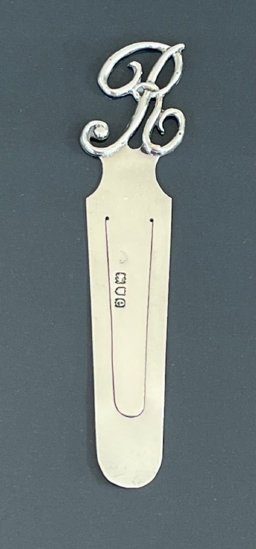 Rare and Unusual Victorian Novelty Solid Silver Bookmark Surmounted with the Initial R, London, 1900