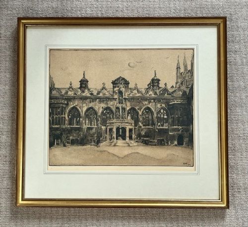 Sir William Nicholson (British 1872-1949), a Framed Lithograph of Oriel College Oxford (1904), Signed