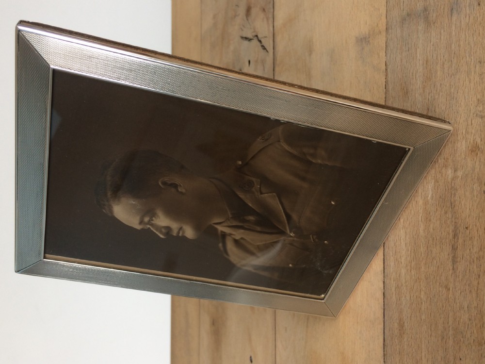 Engine Turned Sterling Silver Art Deco Photo Frame View VI