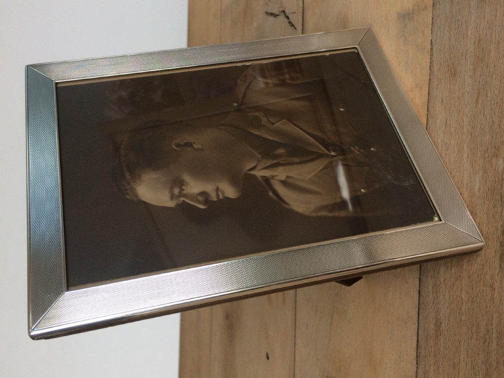 Engine Turned Sterling Silver Art Deco Photo Frame View VII
