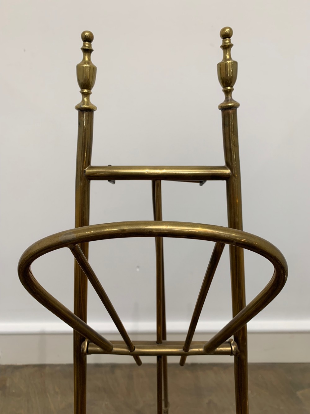 Edwardian Polished Brass Folding Easel Magazine Rack with Three Tiers View X