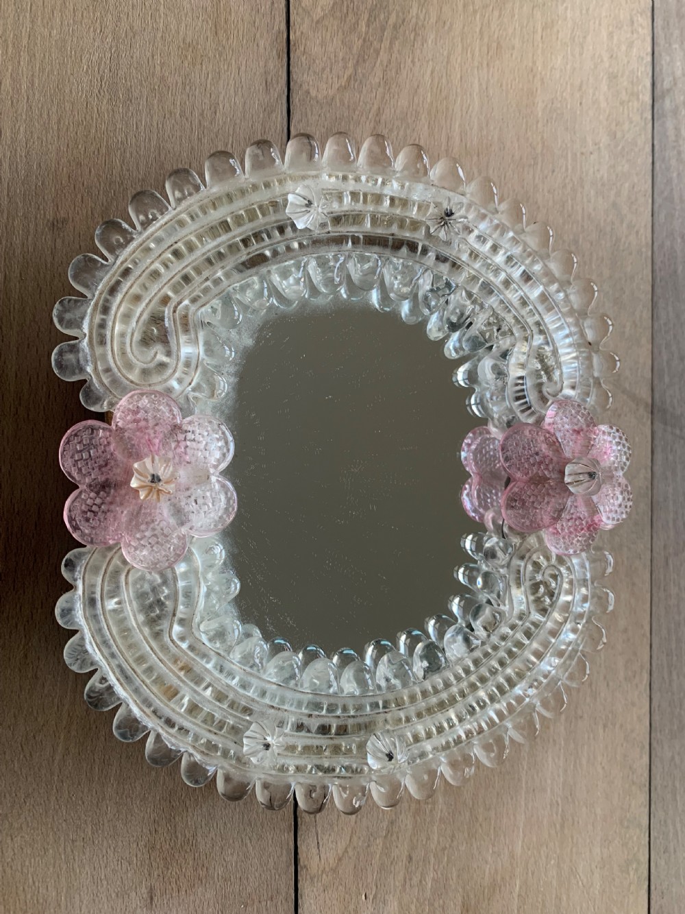 Charming Little 1940s Venetian Glass Wall Mirror, Murano